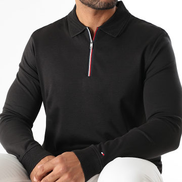 Tommy Hilfiger - Polo Manches Longues Col Zippé Interlock 0302 Noir