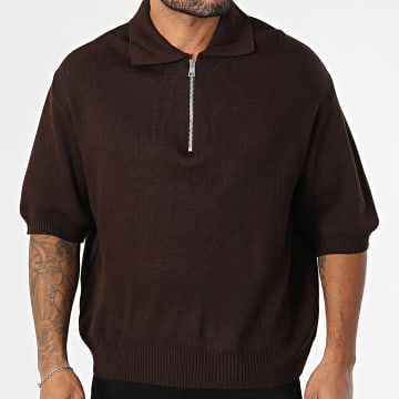 Frilivin - Polo Manches Courtes Zippé 002 Marron