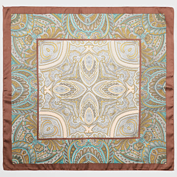 Frilivin - Sciarpa L37 Beige Marrone Cammello Blu Bandana