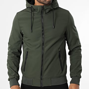 Kymaxx - Chaqueta Capucha Zippée Verde Khaki Oscuro