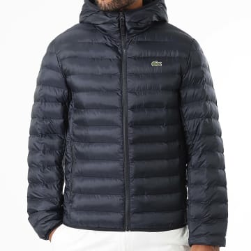 Lacoste - Doudoune Capuche Logo Brodé Crocodile Bleu Marine