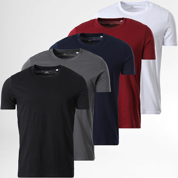 LBO - Lot De 5 Tee Shirts 170 Bordeaux Bleu Marine Gris Anthracite Blanc Noir