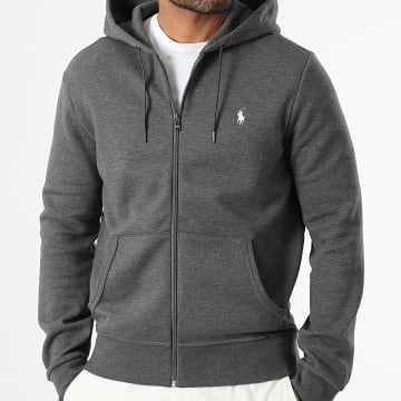 Polo Ralph Lauren - Sweat Zippé Capuche Original Player Gris Anthracite Chiné