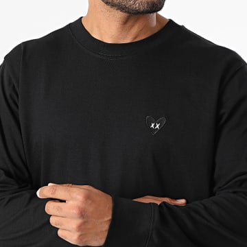 Luxury Lovers - Camiseta manga larga bordado corazón negro