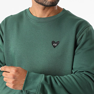 Luxury Lovers - Felpa a girocollo con ricamo cuore nero Verde bottiglia