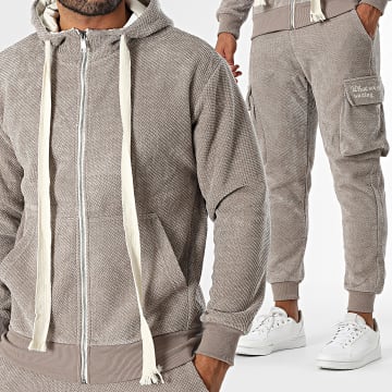 MTX - Ensemble Sweat Capuche Zippée Et Pantalon Cargo 268 Gris Clair Chiné