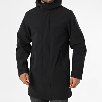 Schott NYC - Dwight Plain Chaqueta larga con capucha y cremallera Negro