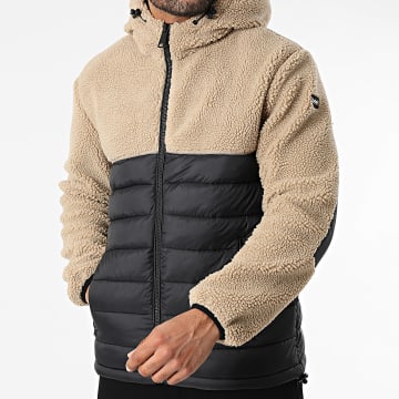 Schott NYC - Brighton Beige Black Sherpa Hooded Down Jacket