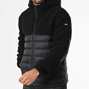 Schott NYC - Brighton Chaqueta acolchada Sherpa con capucha y cremallera negra