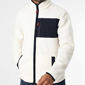 Jack And Jones - Veste Zippée Polaire Thatcher Beige Clair Bleu Marine