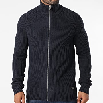 Jack And Jones - Cardigan con zip in pannolenci blu navy