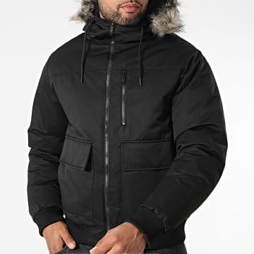 Jack And Jones - Blouson Capuche Fourrure Zippée Charlie Noir