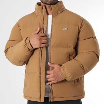 Lacoste - Doudoune Capuche Logo Brodé Crocodile Camel