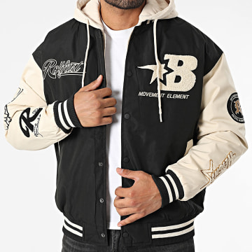 MTX - Teddyjacke mit Kapuze und Reißverschluss 212 Schwarz Hellbeige