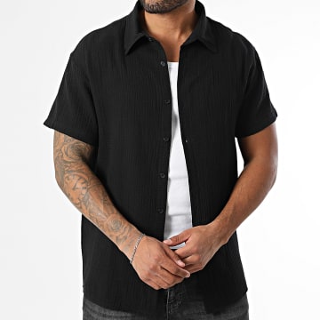 MTX - Chemise Manches Courtes Effet Lin 016 Noir