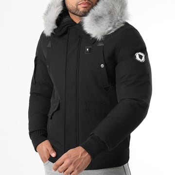 Comme Des Loups - Parka Fourrure Chauffante Slim Fit Chicago Noir Gris