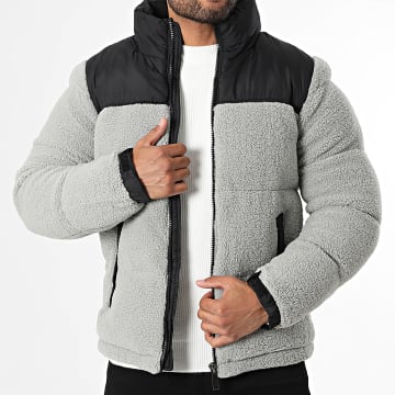 KZR - 803 Grijze zwarte fleece jas met capuchon