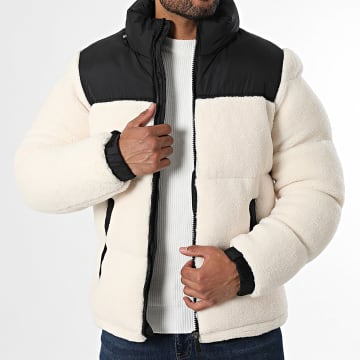 KZR - Doudoune Polaire Capuche 803 Beige Clair Noir