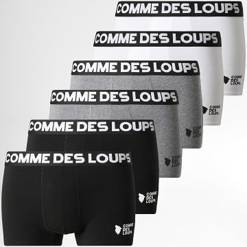 Comme Des Loups - Set Of 6 Classic Boxers Black Heather Grey White