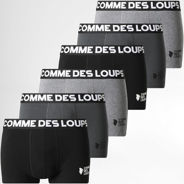 Comme Des Loups - Set Of 6 Classic Boxers Black Charcoal Grey Heather Grey