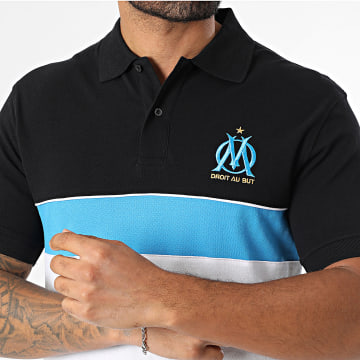 OM - Polo manica corta Fan M25010C Bianco Nero Azzurro