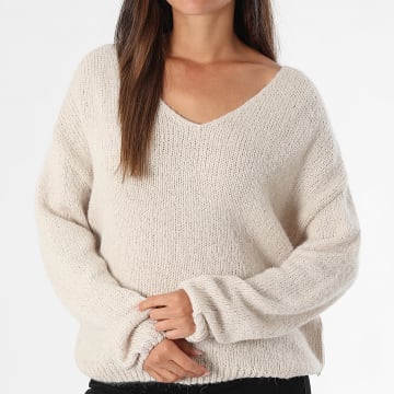 Teddy Smith - Women's V-neck sweater Molly 31516590D Beige
