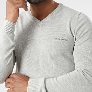Teddy Smith - Pulser 3 V-Neck Sweater 11516830D Light Heather Grey