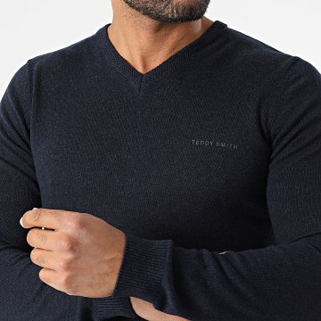 Teddy Smith - Pulser 3 Maglione con scollo a V 11516830D Navy Heather Blue