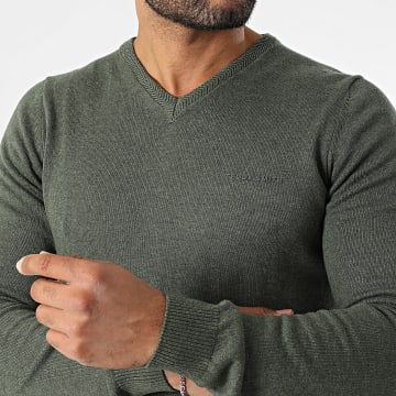 Teddy Smith - Pulser 3 V-Neck Sweater 11516830D Khaki Chiné Green