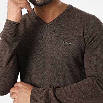 Teddy Smith - Pulser 3 V-Neck Sweater 11516830D Chiné Brown