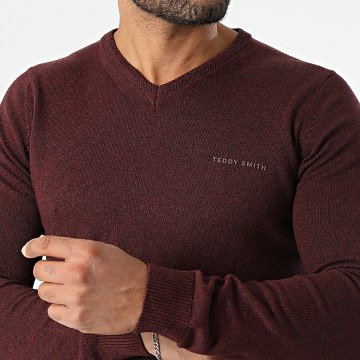 Teddy Smith - Pulser 3 Maglione con scollo a V 11516830D Bordeaux Chiné