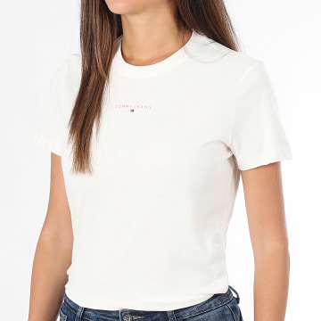 Tommy Jeans - Tee Shirt Femme Linear 1964 Beige Clair