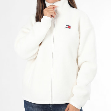 Tommy Jeans - Veste Sherpa Zippée Femme Through Badge Teddy 1596 Blanc