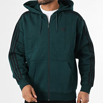 Adidas Originals - Sweat Capuche Zippé Baggy JX1549 Vert Bouteille Noir