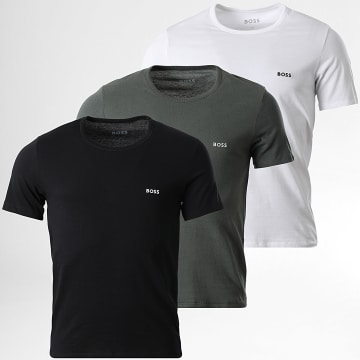 BOSS - Lot De 3 Tee Shirts 50532468 Blanc Noir Vert Kaki Foncé