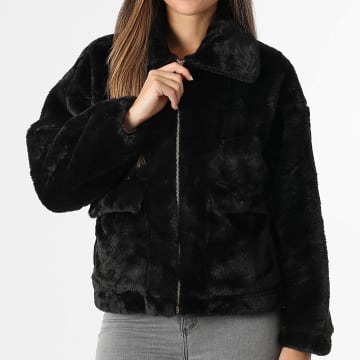 Deeluxe - Chaqueta de Piel Sintética con Cremallera para Mujer Rusalka Negra