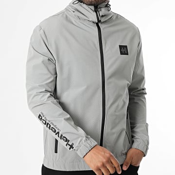 Helvetica - Stroke Grey Reflective Hooded Zip Jacket