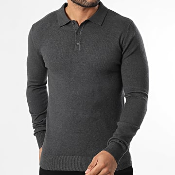 KZR - Polo a manica lunga 052 Grigio antracite screziato