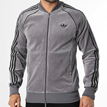 Adidas Originals - Veste Zippée Velours A Bandes SST JX1562 Gris Anthracite