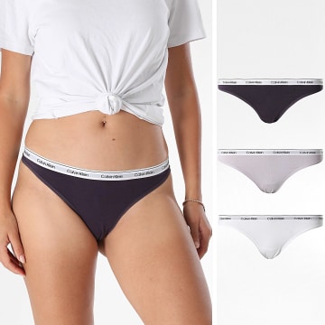 Calvin Klein - Set De 3 Tangas Mujer Icon Logo QD5209E Violeta Lila Blanco