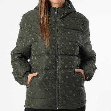 Guess - Chaqueta con capucha para mujer M5BL0B-W2322 Verde caqui