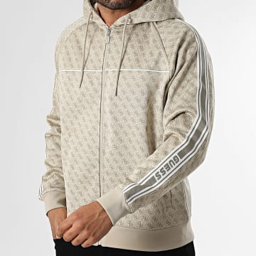 Guess - Giacca con cappuccio e zip a righe Z5BQ13-K2042 Beige