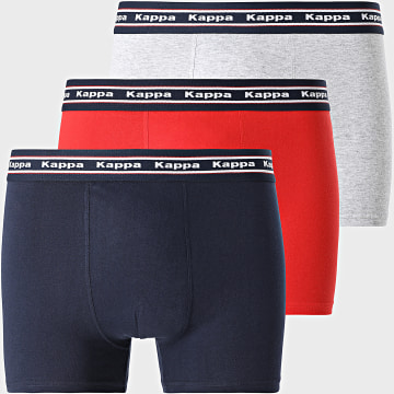 Kappa - Juego de 3 bóxers 92892330 Rojo Azul marino Gris brezo