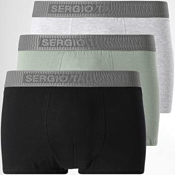 Sergio Tacchini - Juego de 3 calzoncillos bóxer 92893830 Negro Gris Heather Verde