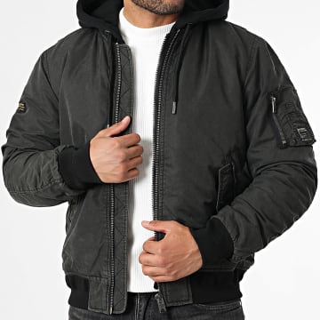Superdry - Bomberjacke mit Kapuze Military MA1 M5012080A Grau Anthrazit