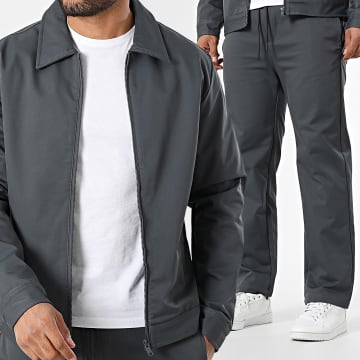 Classic Series - 071 Chaqueta gris marengo con cremallera y conjunto de pantalón