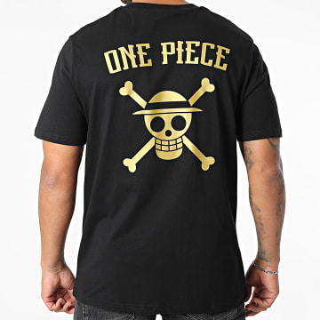 One Piece - T-Shirt Oversize Large Patch Goud Achterkant Zwart