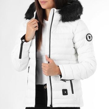 Comme Des Loups - Chaqueta de pluma cálida con capucha Victoria Mujer Blanco Negro