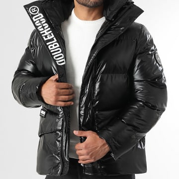 DoubleHood - Chaqueta negra con capucha Delta