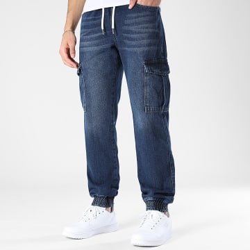 LBO - Pantalón Jogger Jean Cargo Fit Relajado 4015 Azul Bruto